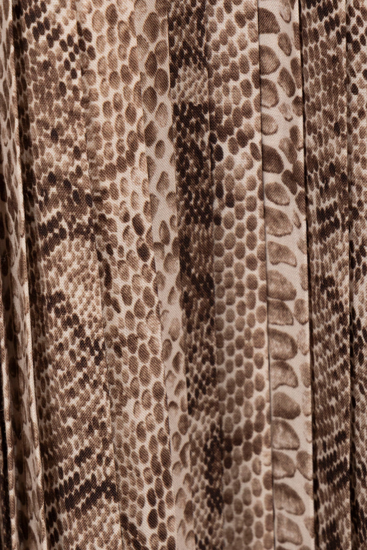 CELINE Snake Print Pleated Maxi Dress