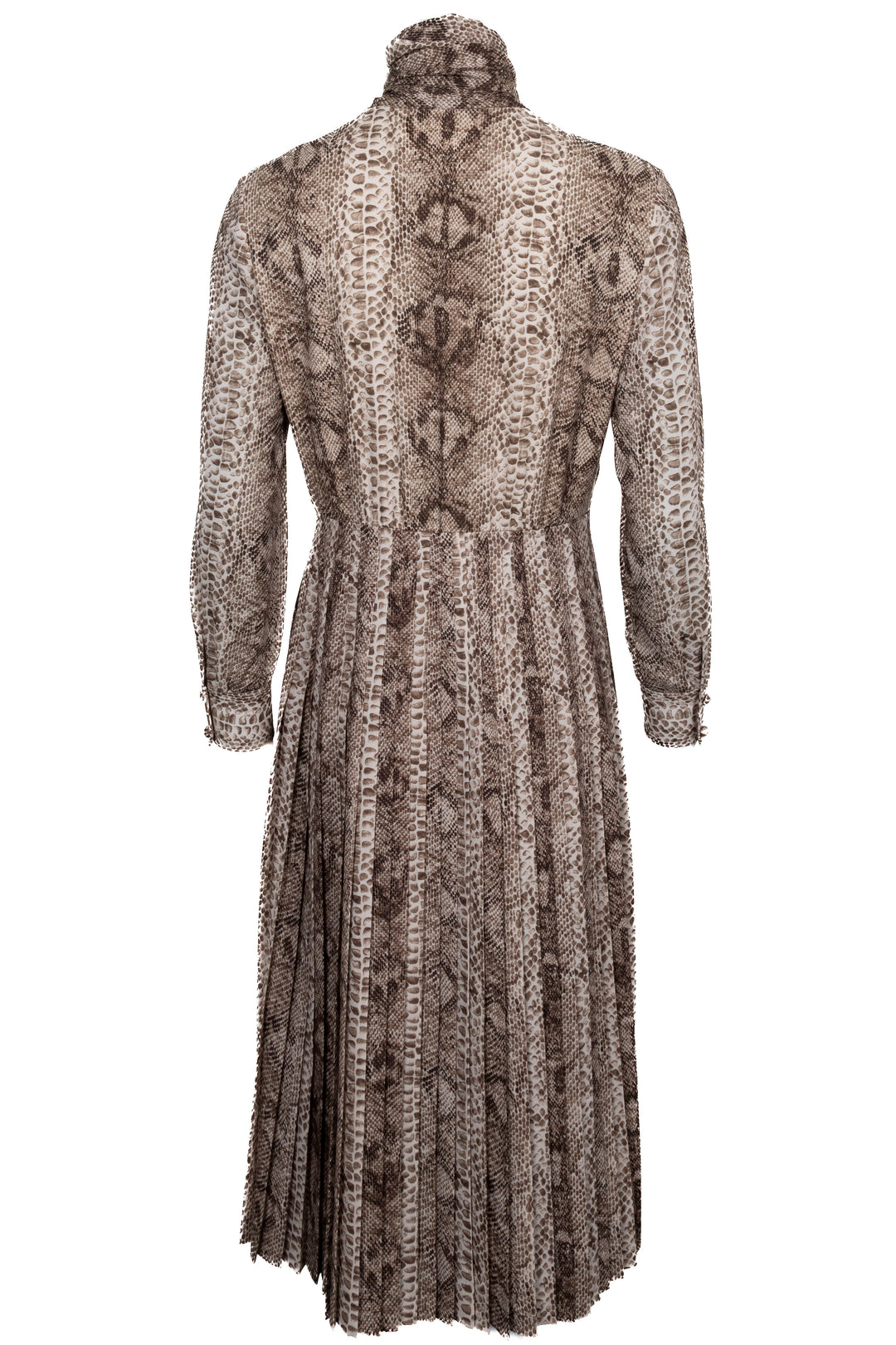 CELINE Snake Print Pleated Maxi Dress