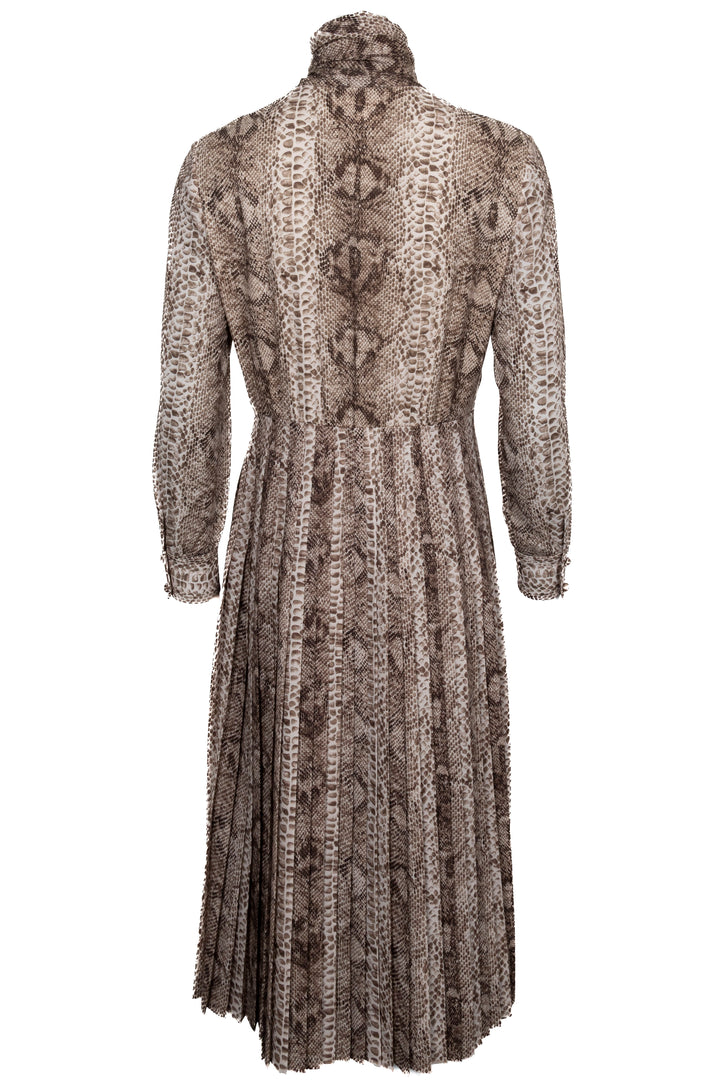 CELINE Snake Print Pleated Maxi Dress