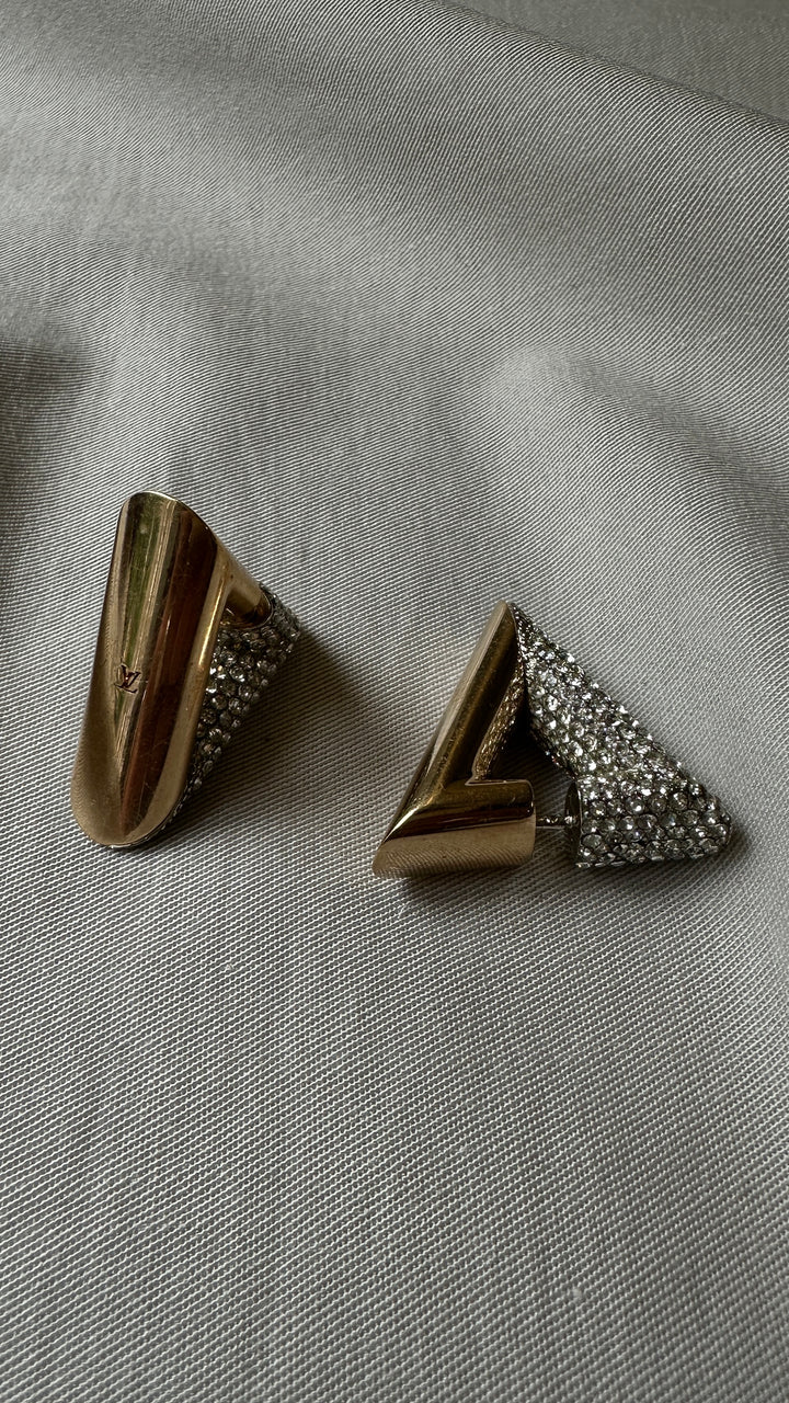 Boucles d'oreilles magnétiques Volt LOUIS VUITTON avec strass dorés