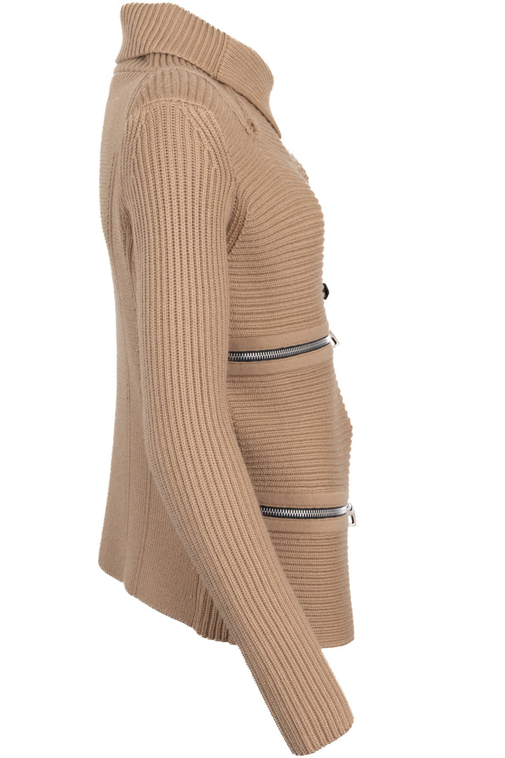 Cardigan BARBARA BUI en grosse maille zippé laine beige