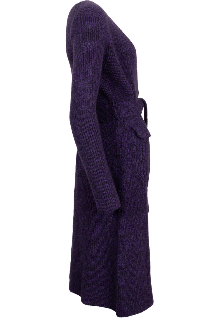 Cardigan PRADA ceinturé en laine violet