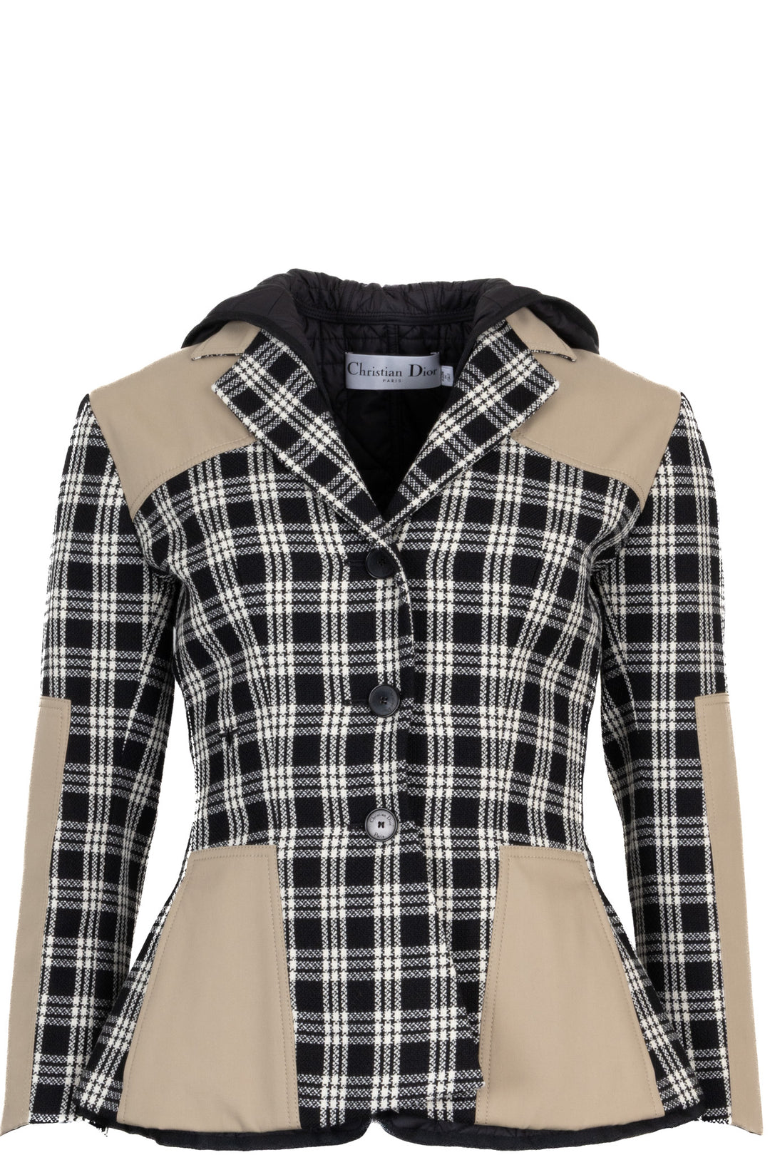 CHRISTIAN DIOR 2022 Veste 2-en-1 Check'N'Dior en laine noir