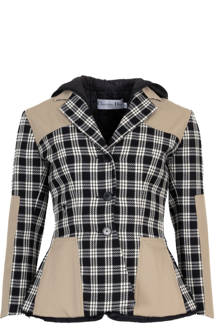 CHRISTIAN DIOR 2022 Veste 2-en-1 Check'N'Dior en laine noir