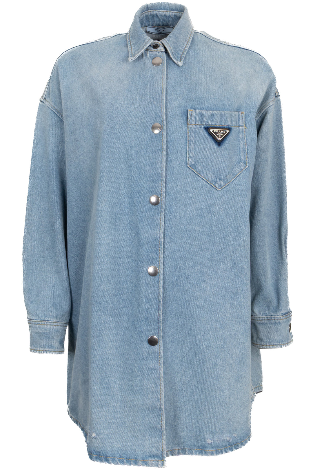 Chemise en jean PRADA Triangle effet vieilli bleu