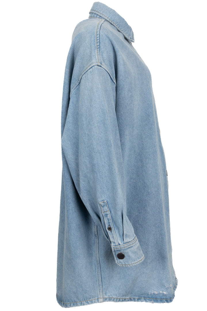 Chemise en jean PRADA Triangle effet vieilli bleu