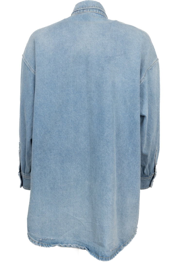 Chemise en jean PRADA Triangle effet vieilli bleu