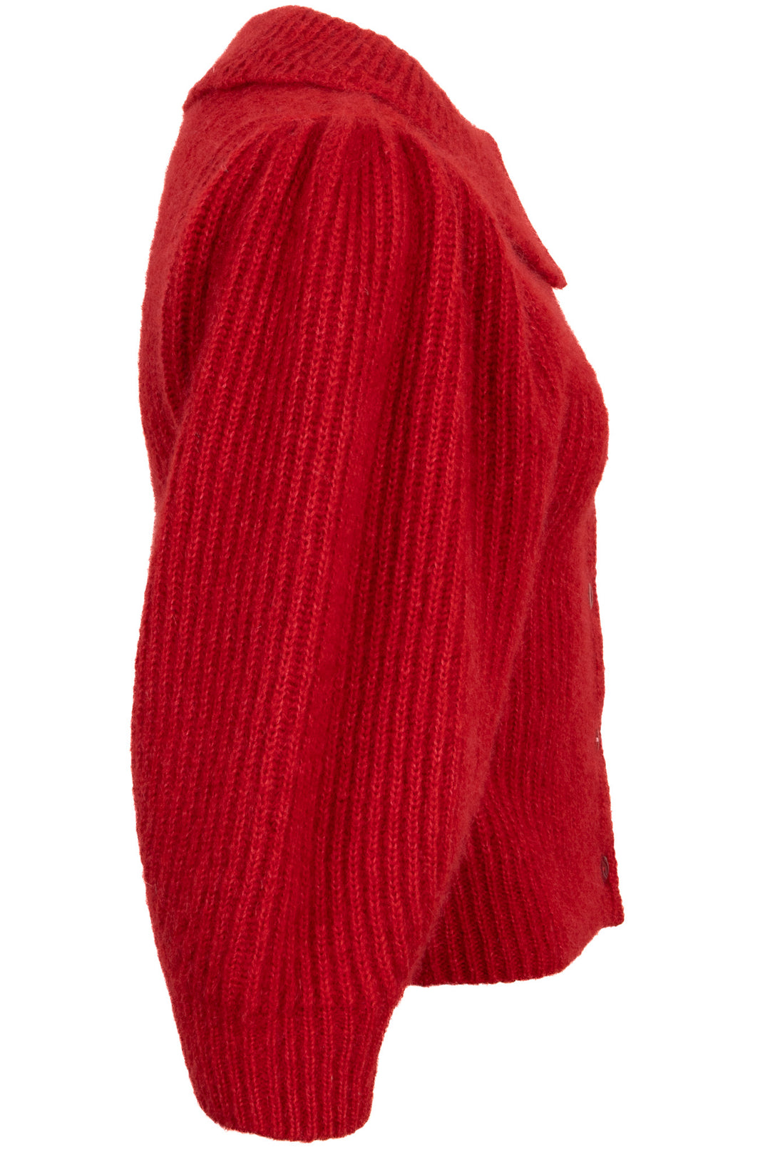 Cardigan en maille à col claudine CELINE en mohair rouge