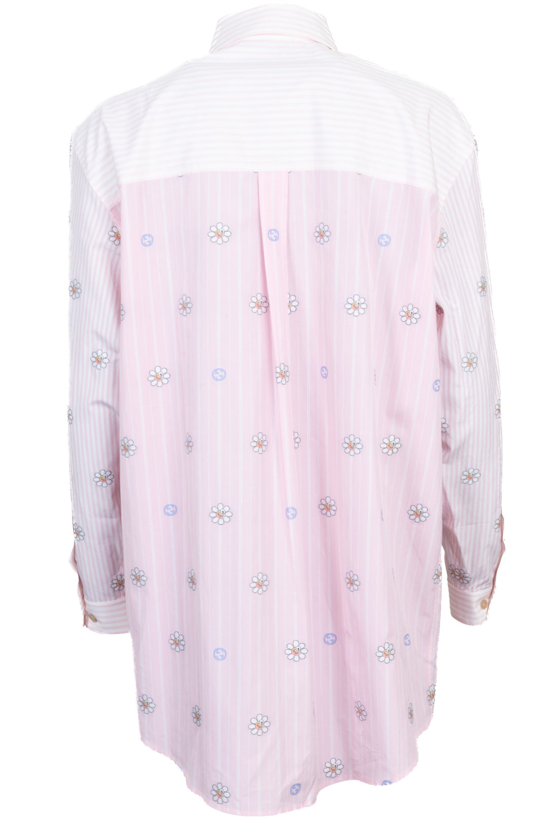 GUCCI Floral Striped Shirt Dress Cotton Pink