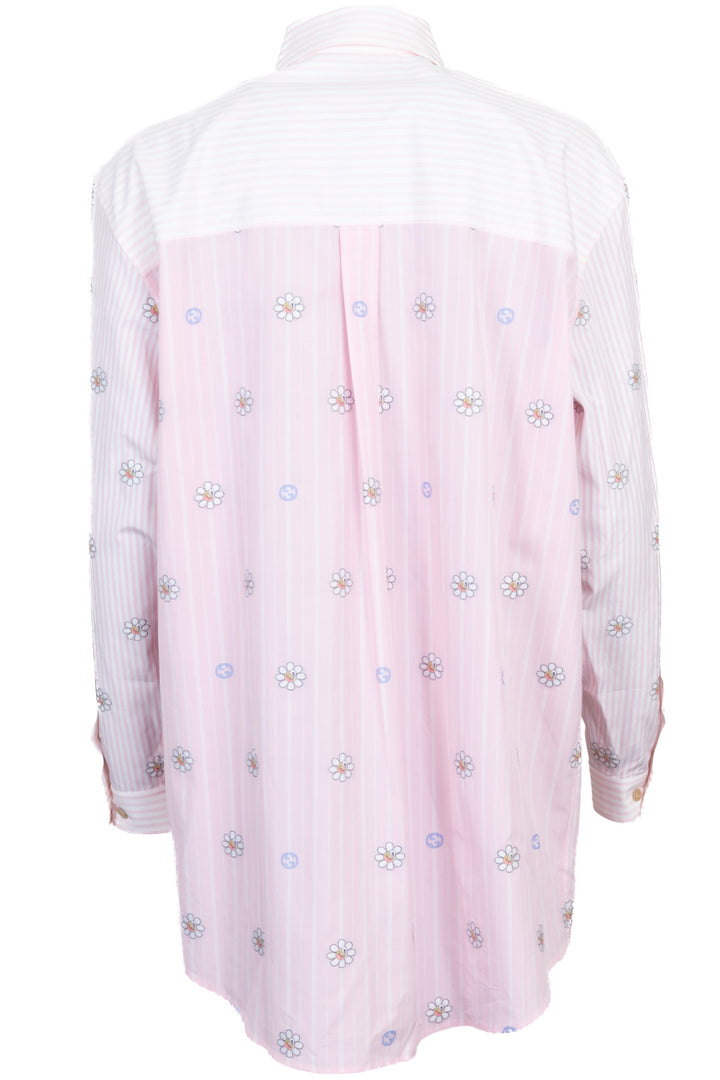 GUCCI Floral Striped Shirt Dress Cotton Pink