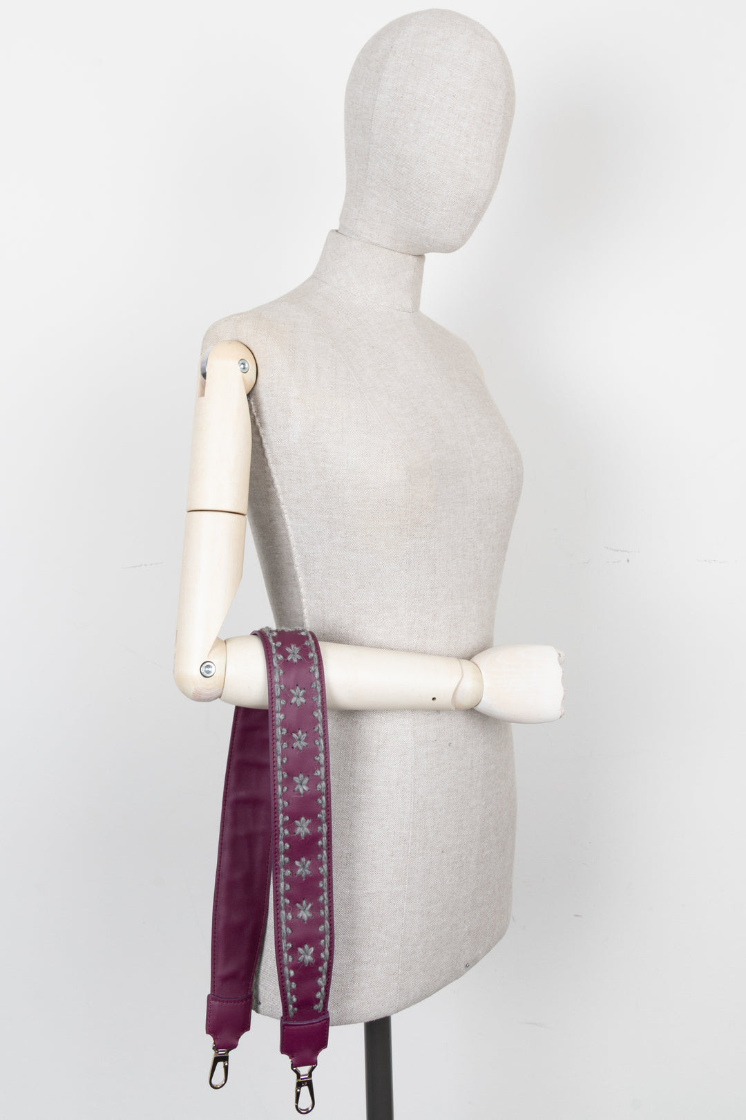 LORO PIANA Embroidered Strap Leather Purple