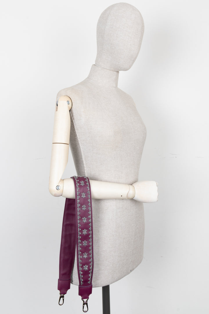 LORO PIANA Embroidered Strap Leather Purple