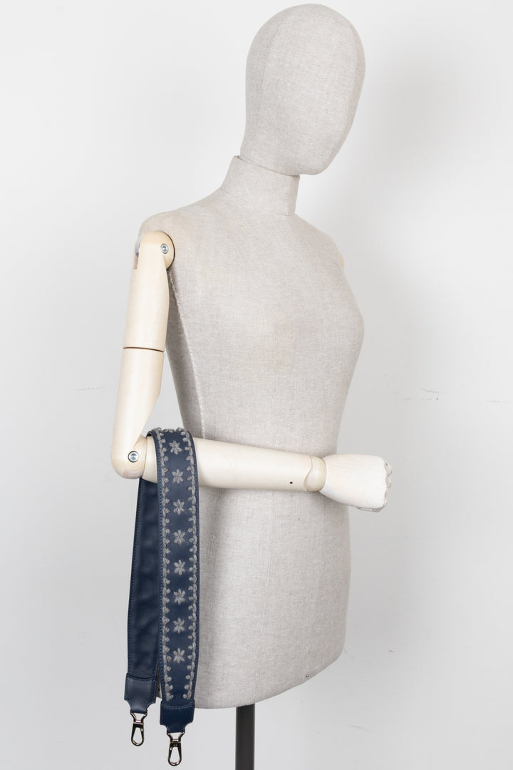 LORO PIANA Embroidered Strap Leather Petrol