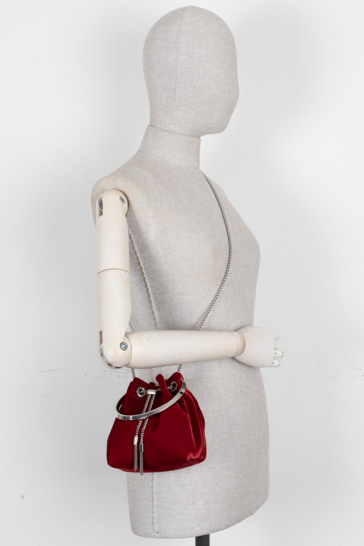 Sac Bon Bon JIMMY CHOO en velours rouge