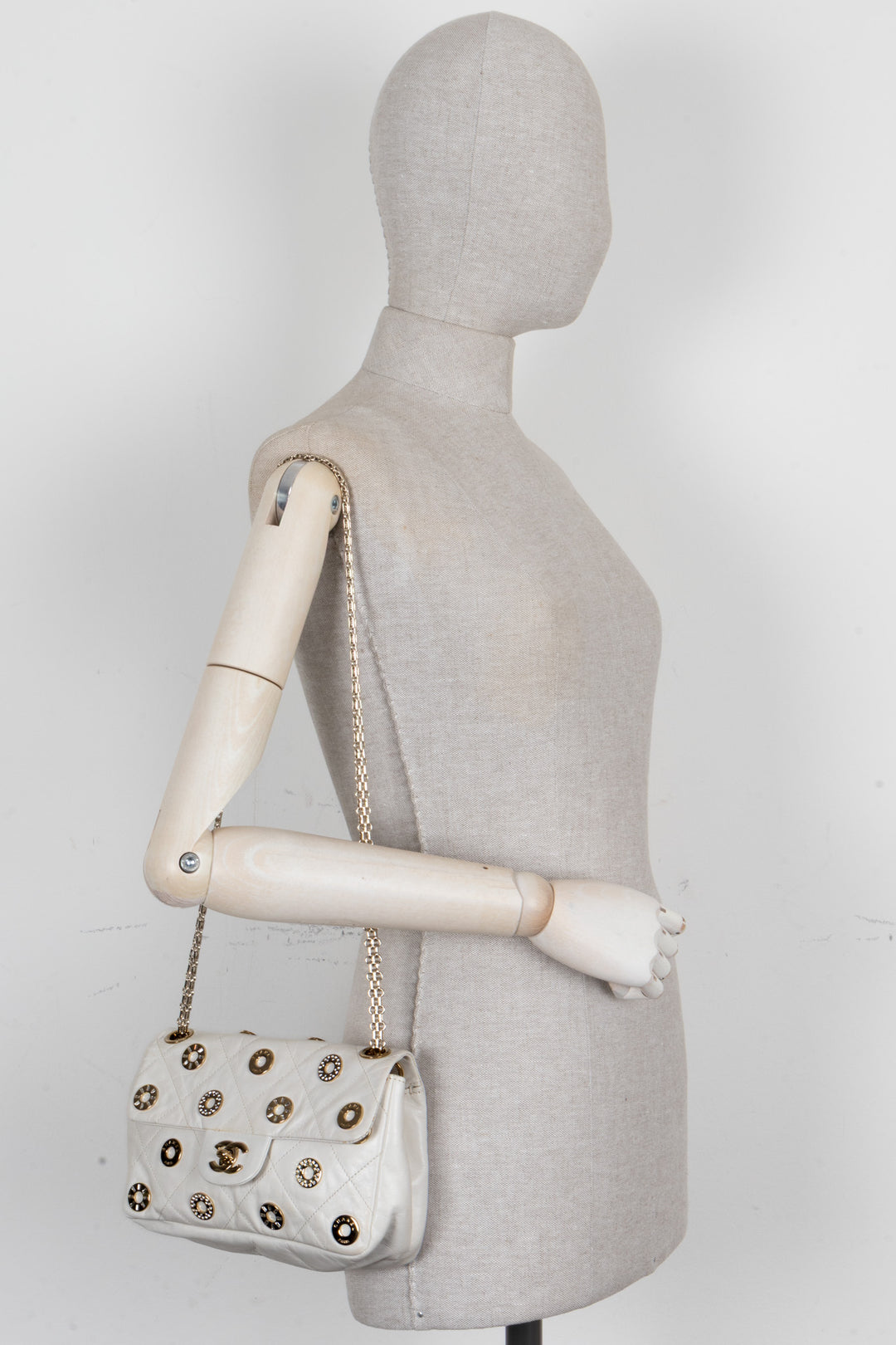 CHANEL Small Star Attitude Flap Bag Leather White