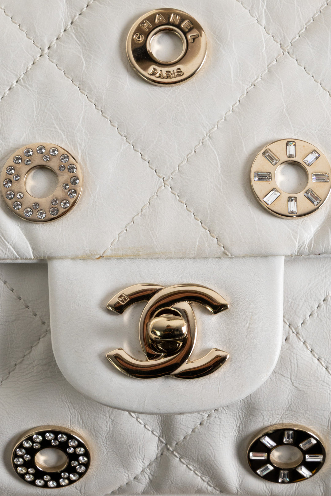 CHANEL Small Star Attitude Flap Bag Leather White
