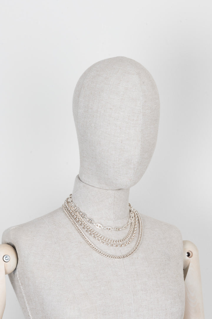 HERMÈS Multi Strand Chain D'Ancre Necklace Silver