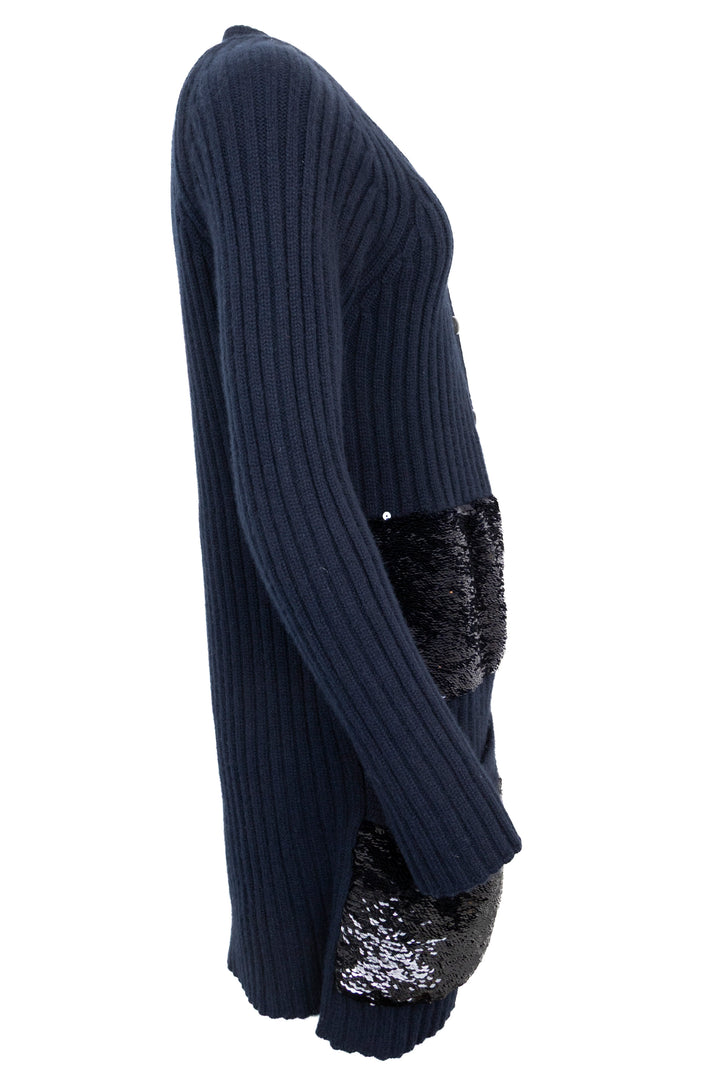 LOUIS VUITTON Sequin Pocket Knit Cardigan Cashmere Navy
