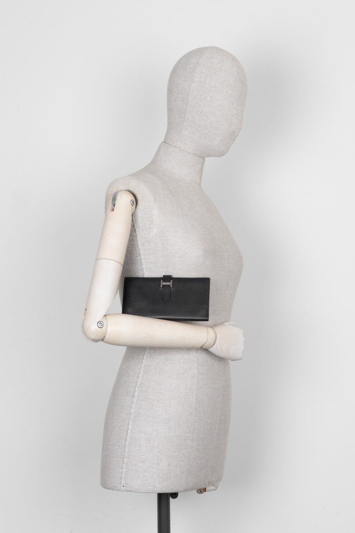 HERMÈS Bearn Soufflet Wallet Epsom Noir