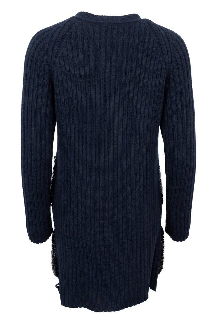 LOUIS VUITTON Sequin Pocket Knit Cardigan Cashmere Navy