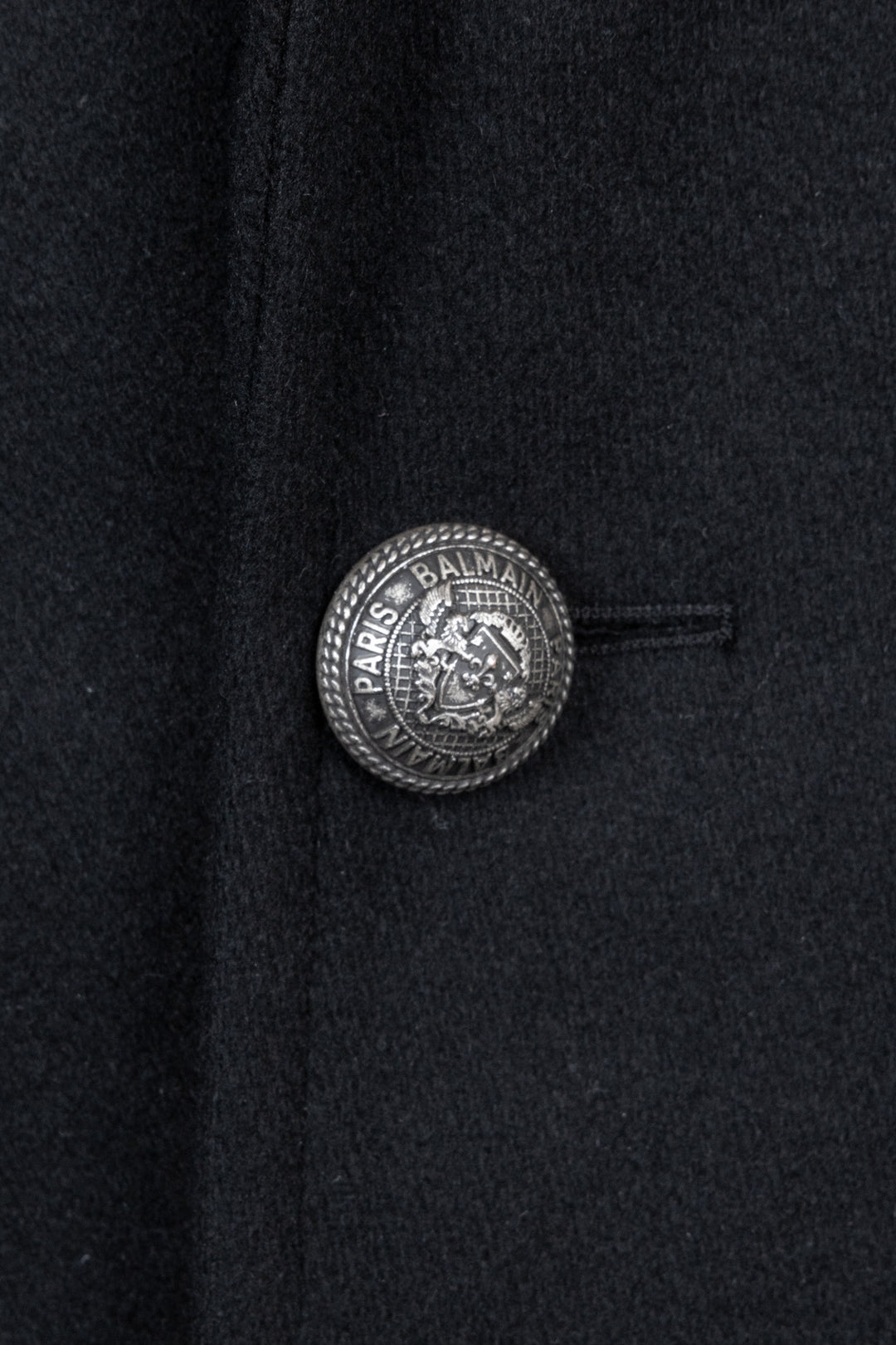 BALMAIN One-Button Wool Coat Black