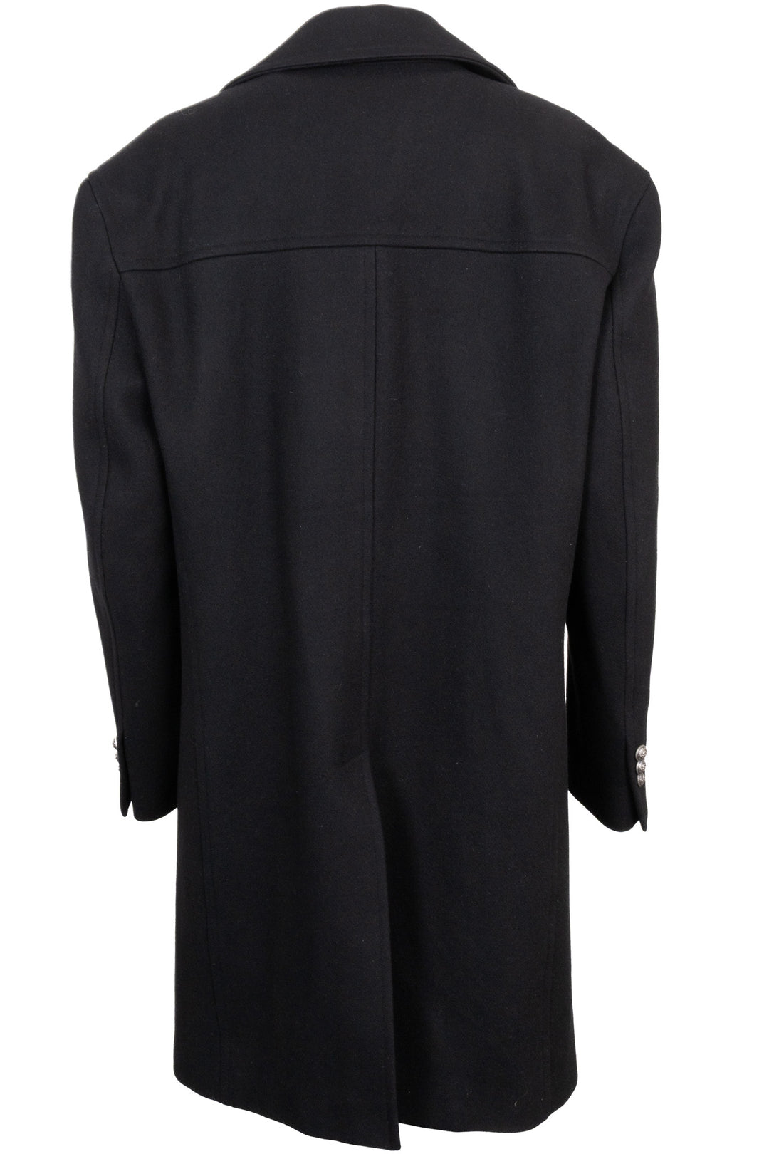 BALMAIN One-Button Wool Coat Black