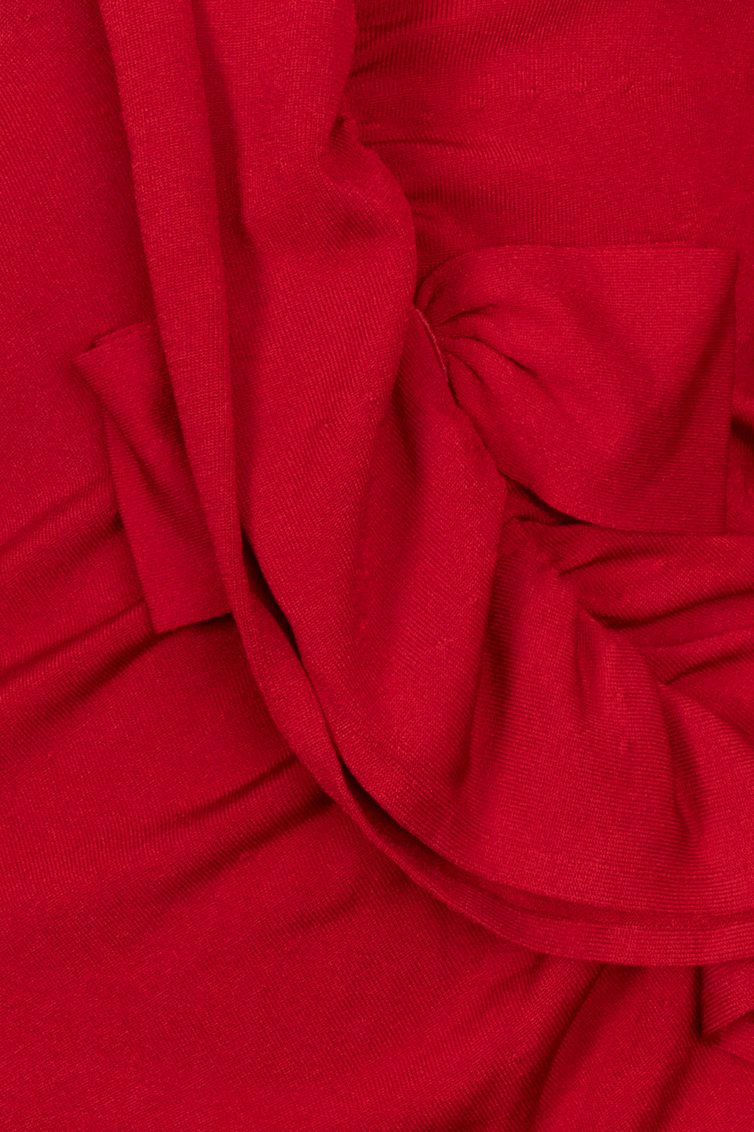 VALENTINO V Neck Ruffle Dress Red