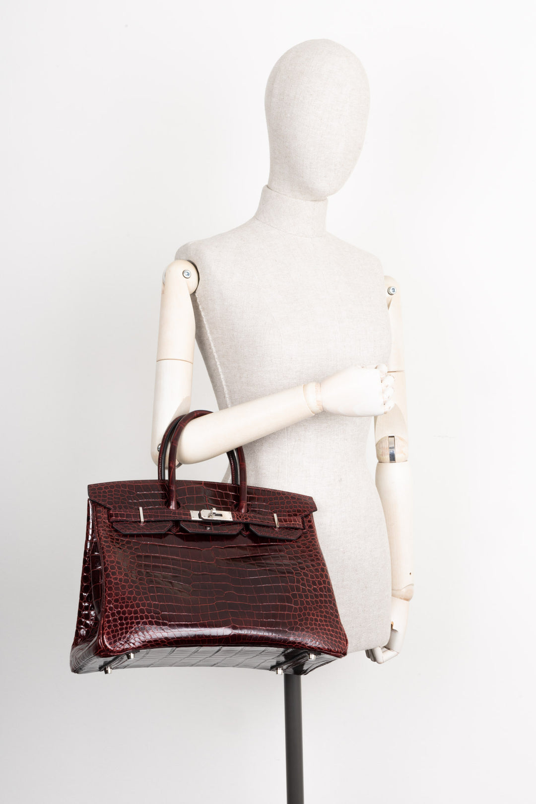 HERMÈS Birkin 35 Crocodile Porosus Lisse Bordeaux