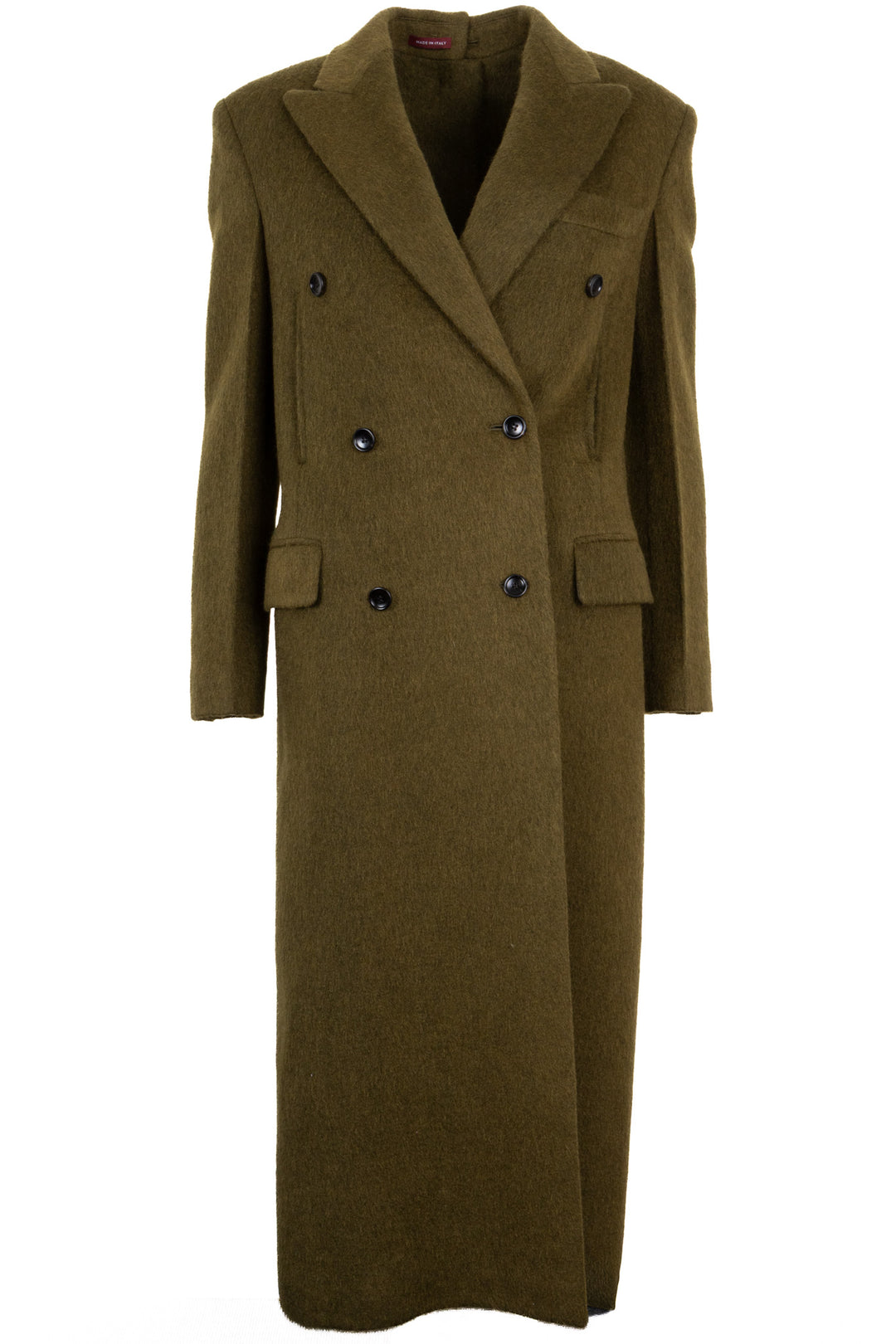 GUCCI Back Buttoned Double Breasted Coat Mohair Green