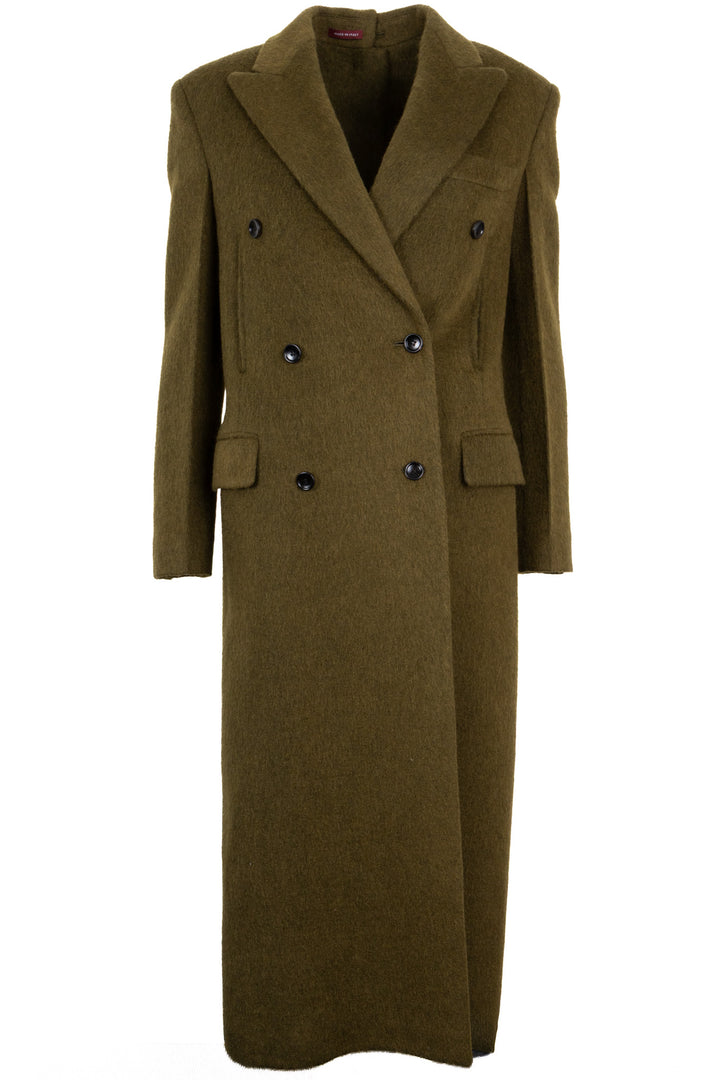 GUCCI Back Buttoned Double Breasted Coat Mohair Green