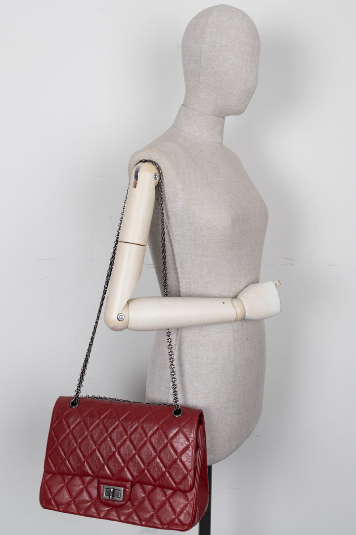 CHANEL Large 2.55 Reissue Crossbody Bag Leather Red