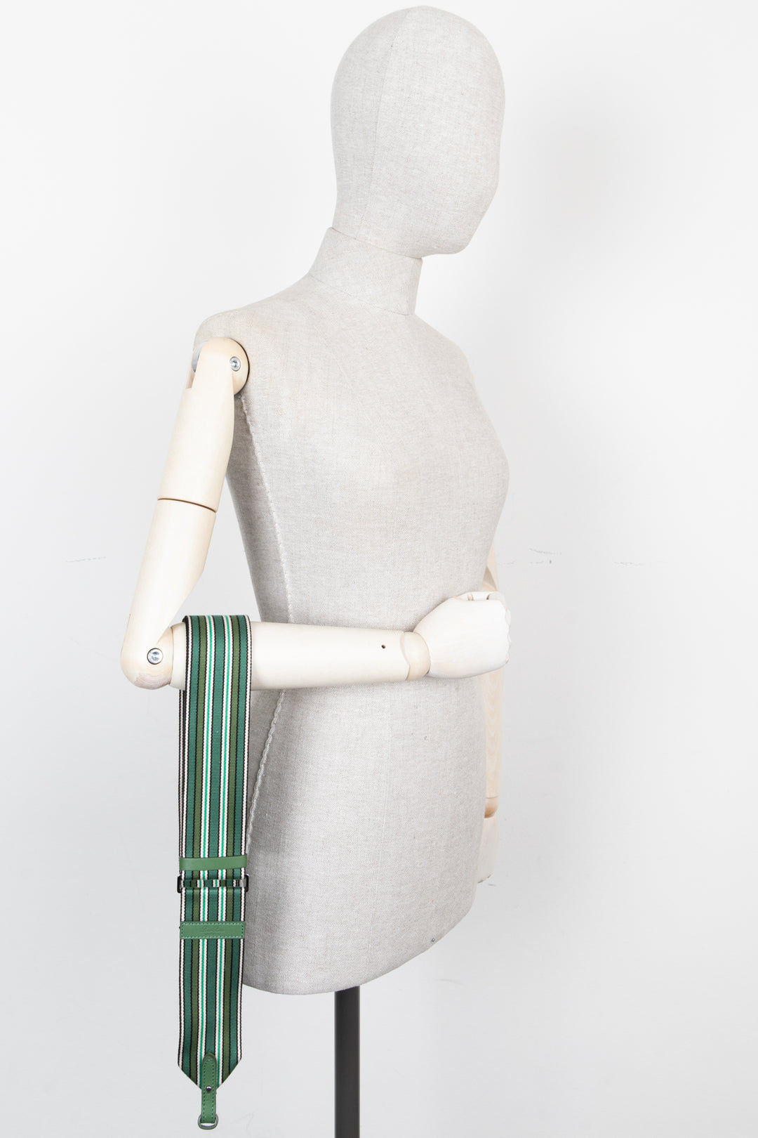 LORO PIANA Striped Canvas Strap Green