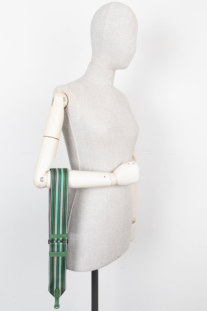 LORO PIANA Striped Canvas Strap Green