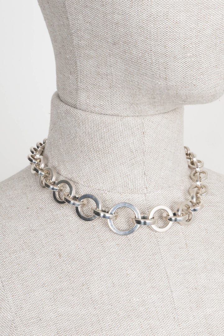 HERMÈS Link Circle Chain Necklace Silver