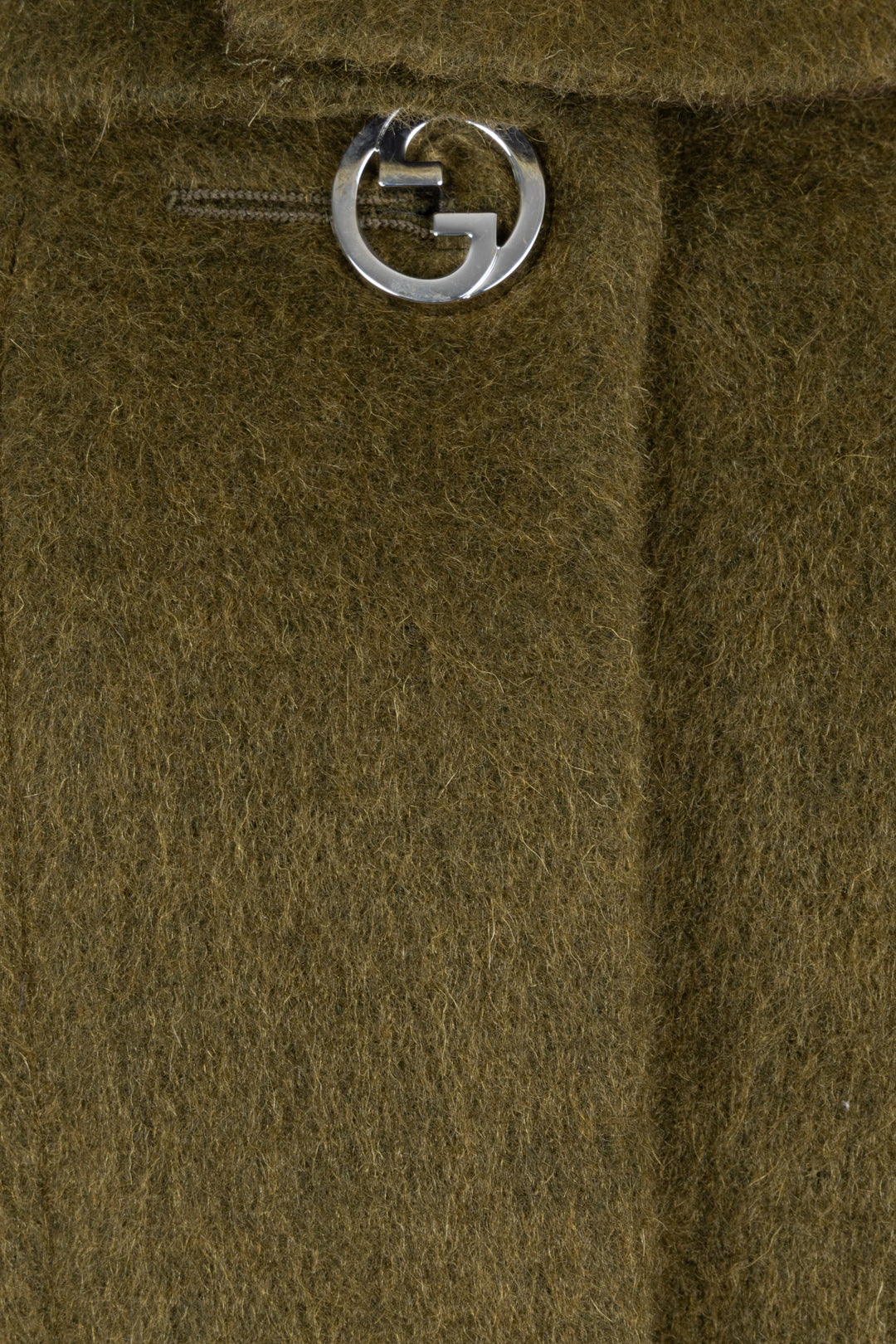 GUCCI Back Buttoned Double Breasted Coat Mohair Green
