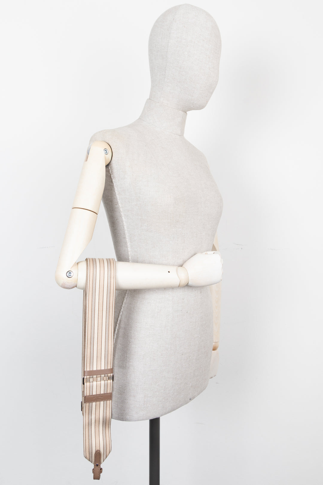 LORO PIANA Striped Canvas Strap Blush Grey