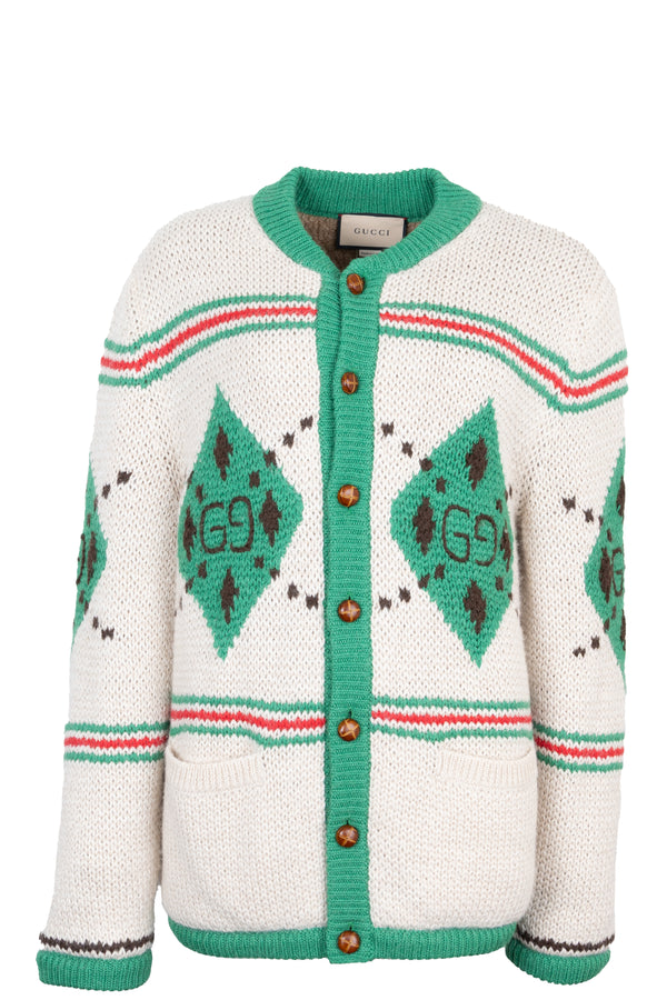 Veste GUCCI GG en maille peau lainée verte