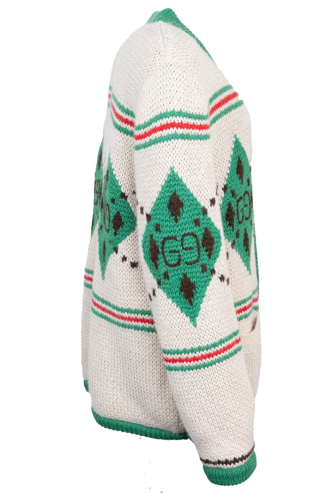 GUCCI GG Knit Shearling Jacket Green