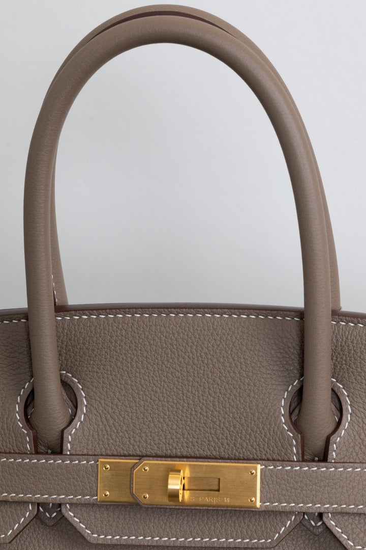 HERMÈS Birkin 30 Retourne Permabrass Togo Etoupe