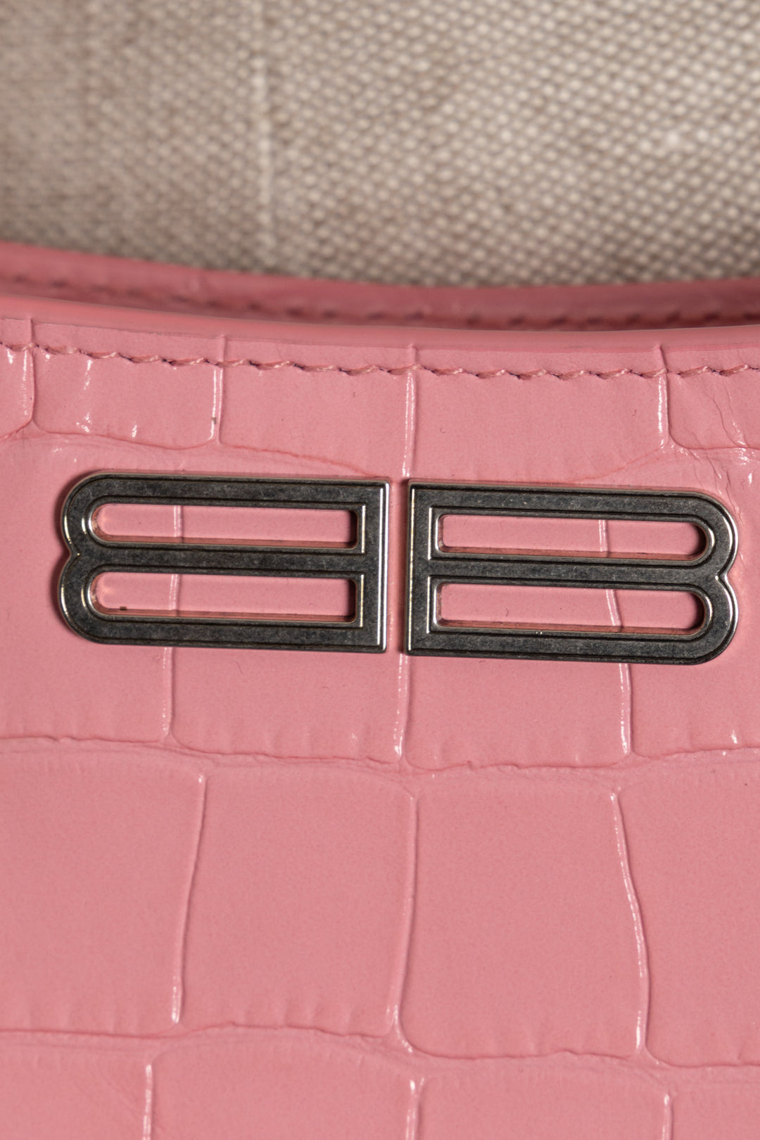 BALENCIAGA XX Hobo Bag Croco Embossed Pink