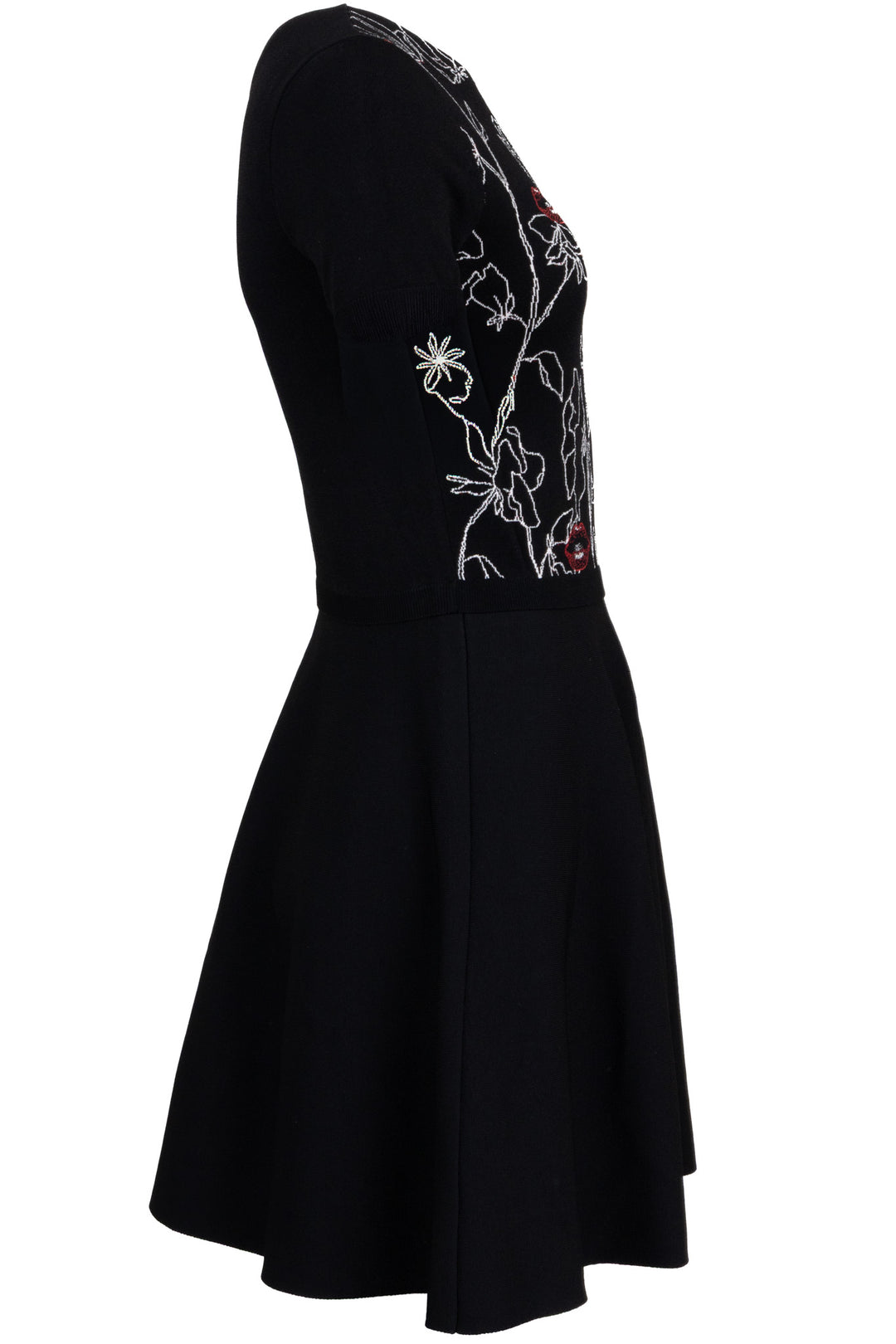 VALENTINO Lips Flared Viscose Dress Black