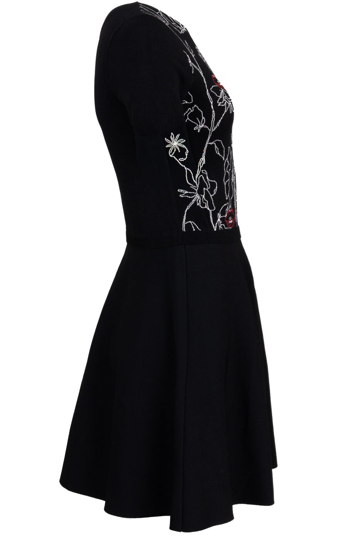VALENTINO Lips Flared Viscose Dress Black