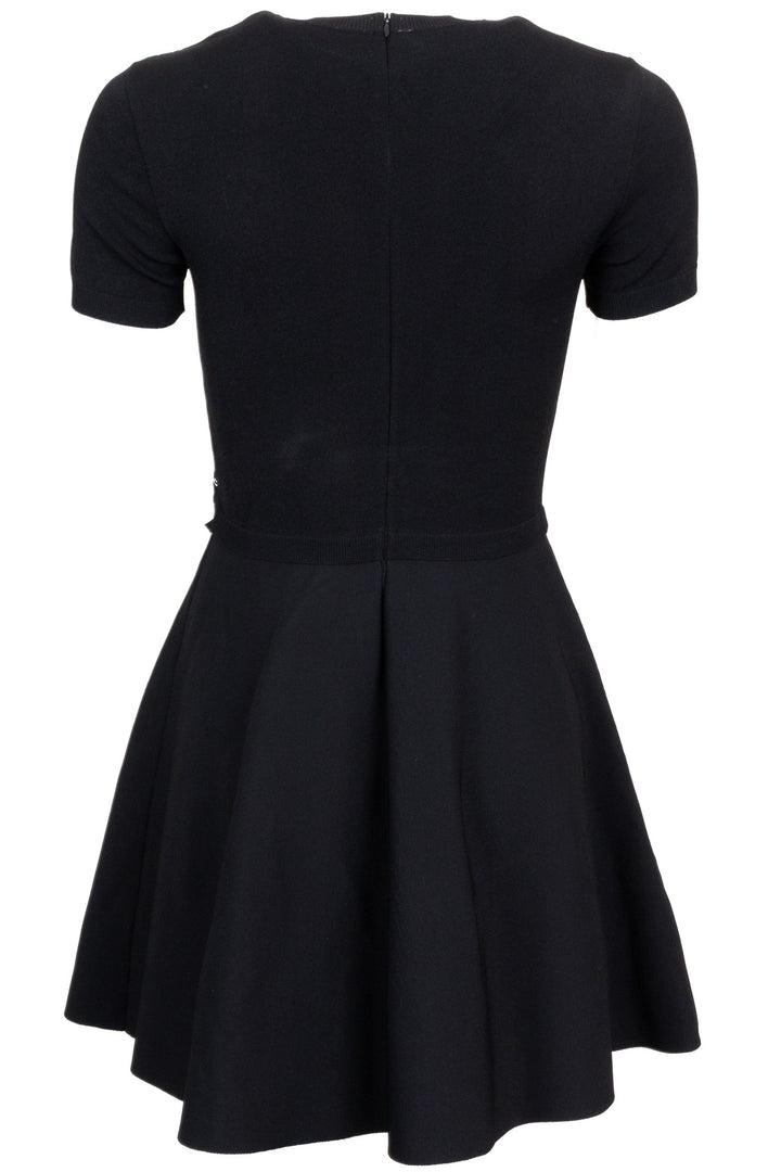 VALENTINO Lips Flared Viscose Dress Black