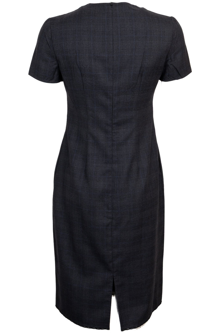 Robe PRADA 2025 courte à carreaux avec nœud, laine, gris anthracite