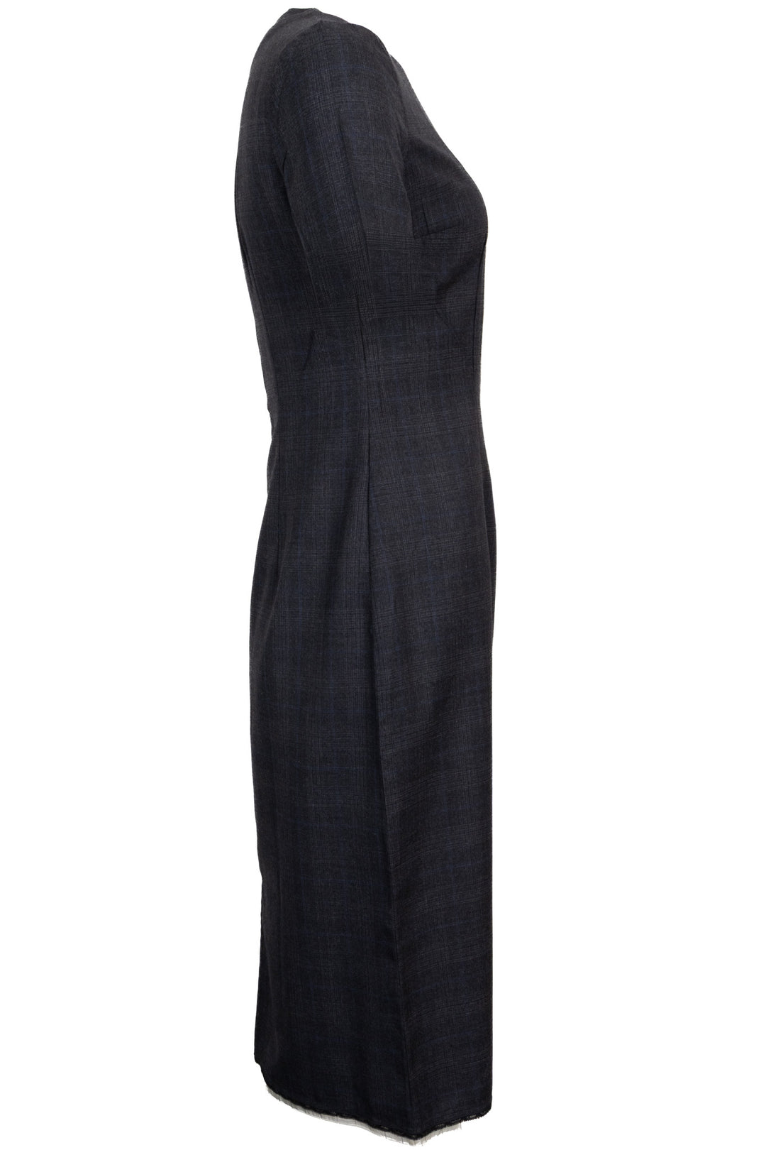 Robe PRADA 2025 courte à carreaux avec nœud, laine, gris anthracite