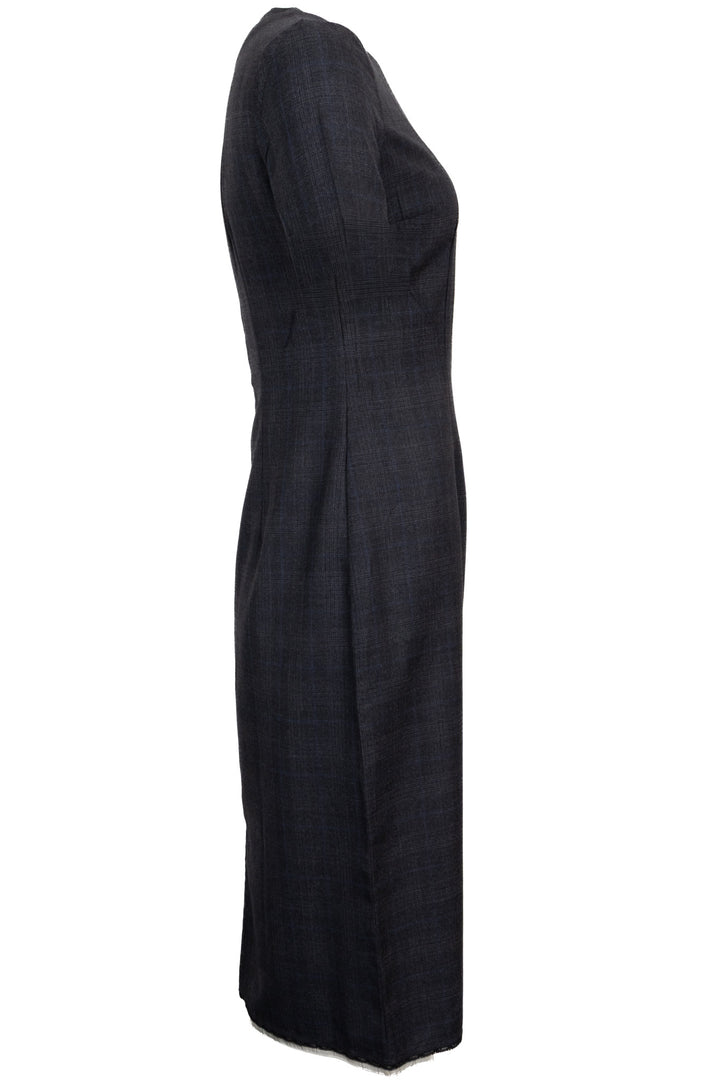 Robe PRADA 2025 courte à carreaux avec nœud, laine, gris anthracite