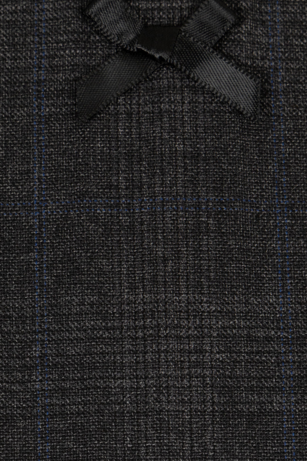 Robe PRADA 2025 courte à carreaux avec nœud, laine, gris anthracite