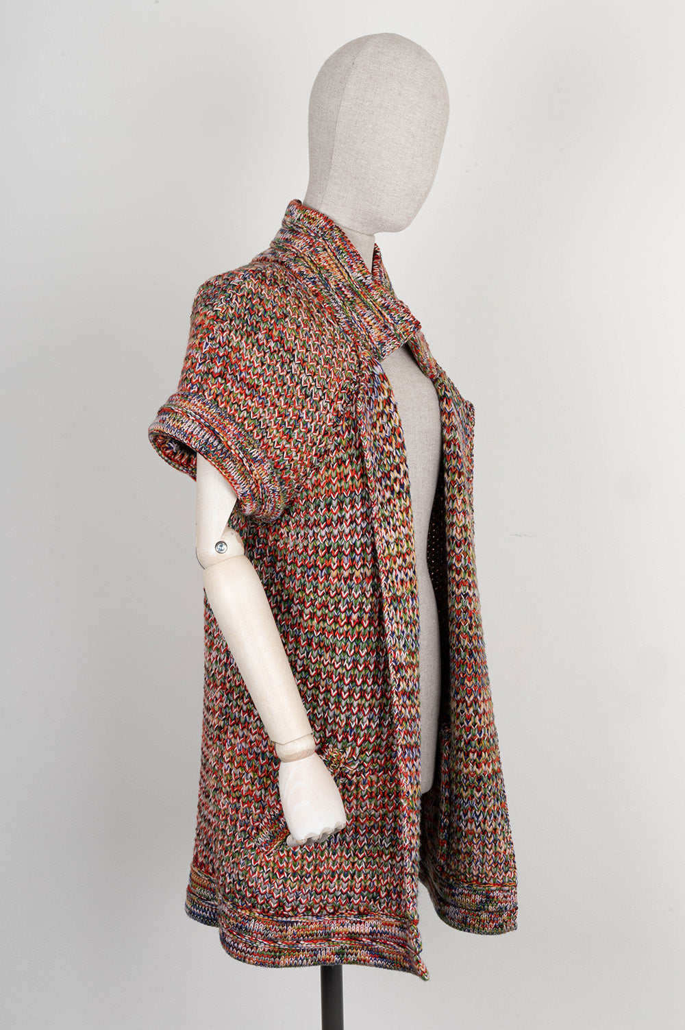CHANEL Short Sleeve Knit Coat Multicolor