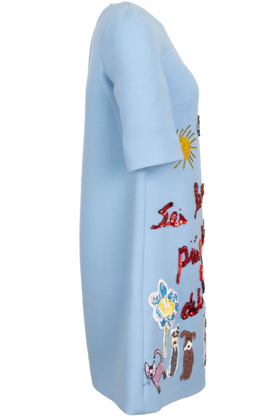 Robe brodée en laine bleu DOLCE & GABBANA