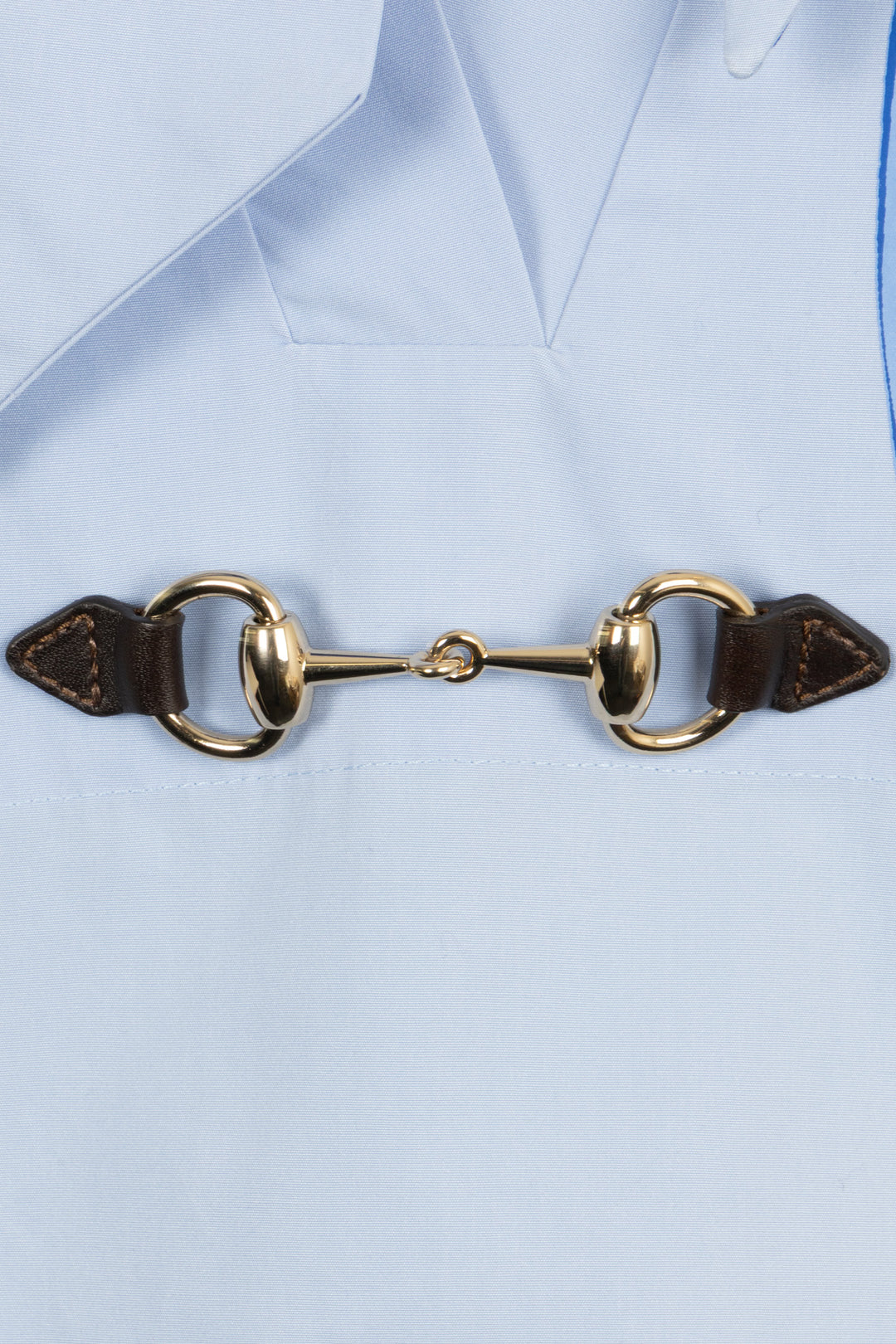 GUCCI Horsebit Floral Pussy Bow Blouse Cotton Blue